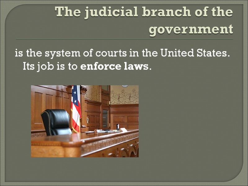 The judicial branch of the government  is the system of courts in the